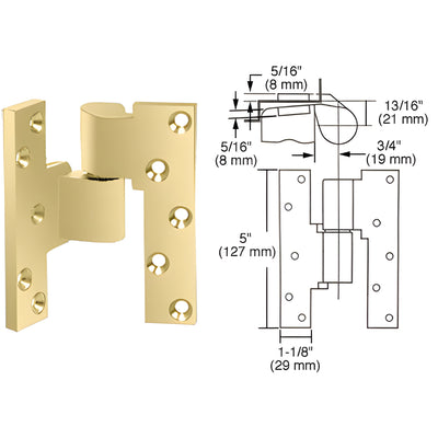 Rixson® Polished Brass 3/4 in Left-Hand Offset Intermediate Pivot