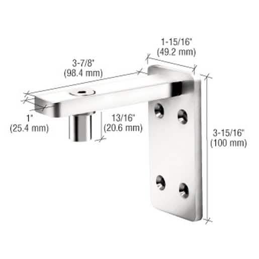 CRL Polished Stainless Wall Mount Post Pivot - Durable, sleek pivot for glass doors.