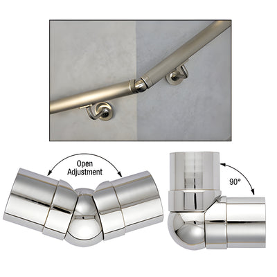 CRL Polished Stainless Steel Adjustable Corner Fitting 2 in Tubing