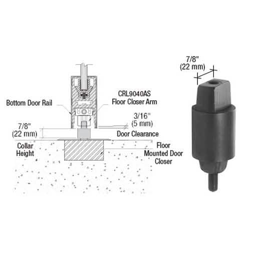 CRL Floor Mounted Closer with 7/8" Collar, Tapered Spindle - Durable Door Hardware