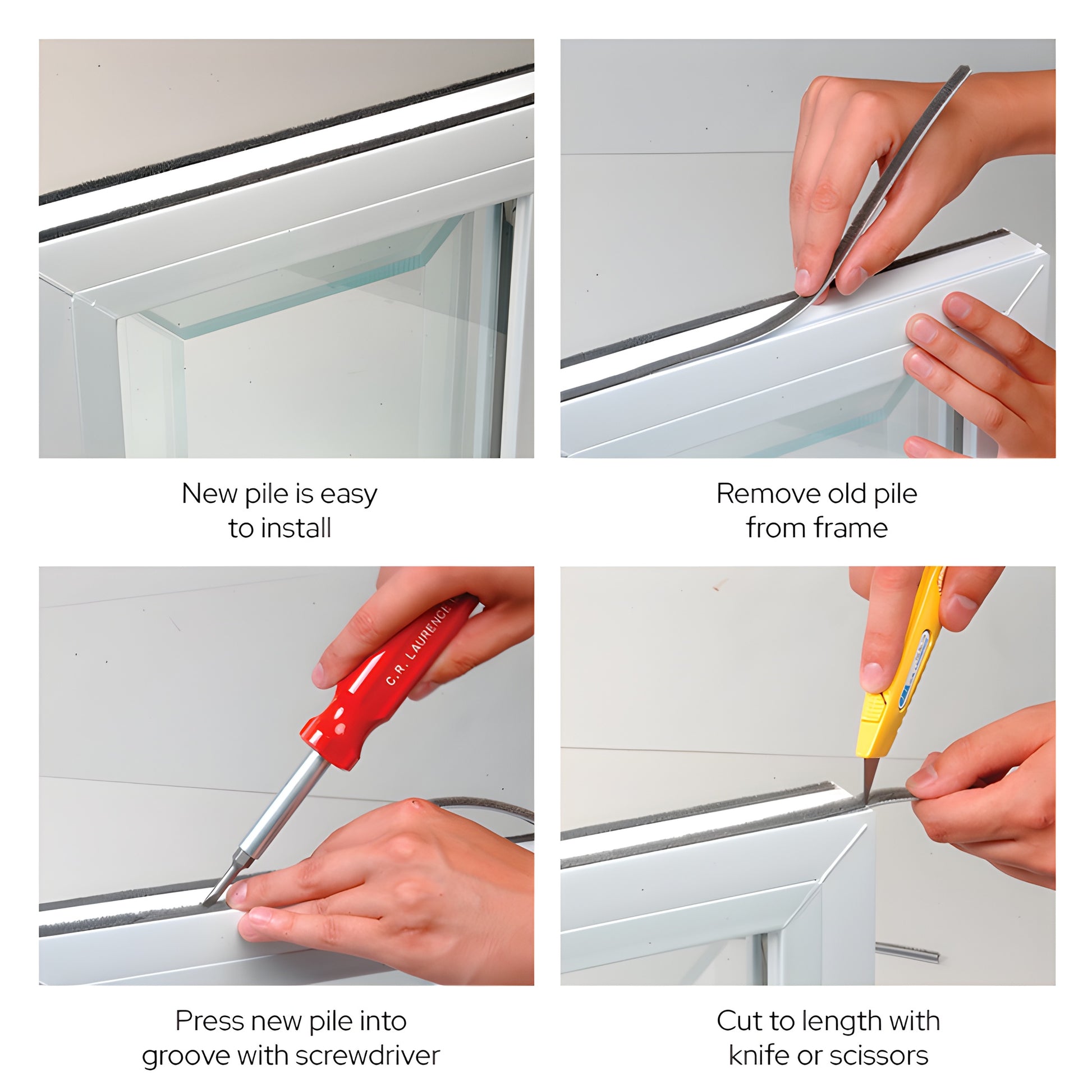 Gray woven pile weatherstripping on polypropylene backing spool, 0.3" pile, 0.187" backing (SKU A11330C)