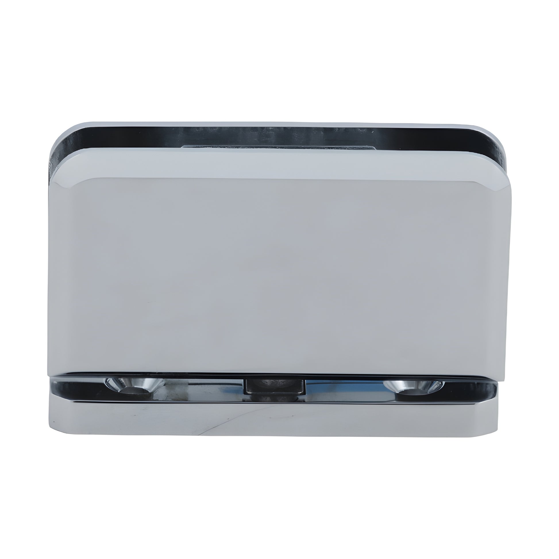 JRPPH01CH polished chrome Junior Prima glass pivot hinge for 1/4" (6mm) tempered glass, top/bottom mount.