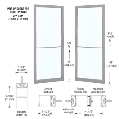 CRL-U.S. Aluminum 72x84 Clear Anodized Narrow Stile Door Series 250
