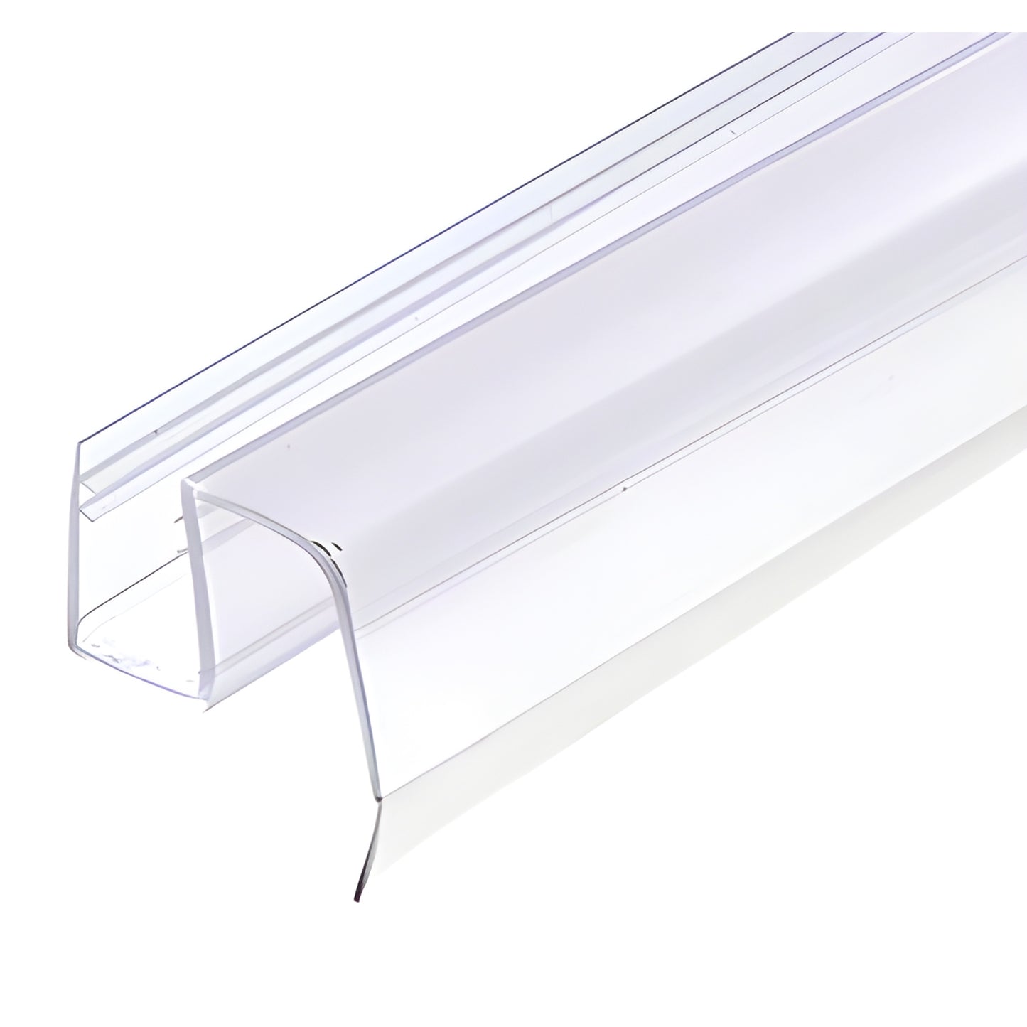 Clear polycarbonate snap-on shower door bottom wipe with 45 drip rail, fits 1/2" glass (SKU P997WS)