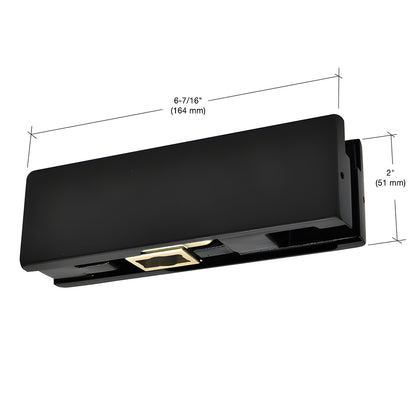 PT1034MBL matte black DORMAKABA bottom patch fitting for 3/4" tempered glass, rectangular pivot cover.