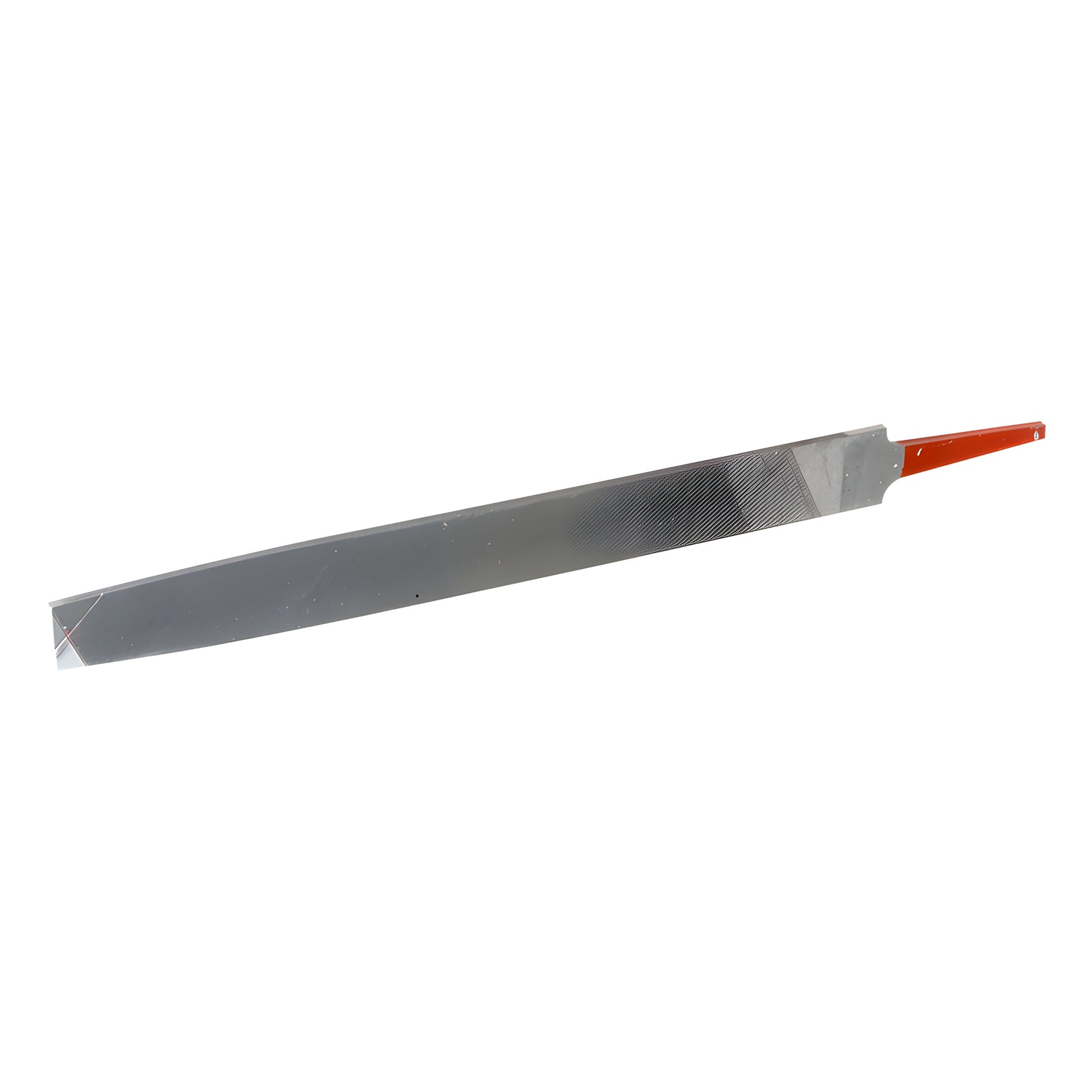 12-inch aluminum flat mill file, smooth-cut teeth, tapered profile with orange tang, SKU FF12SC