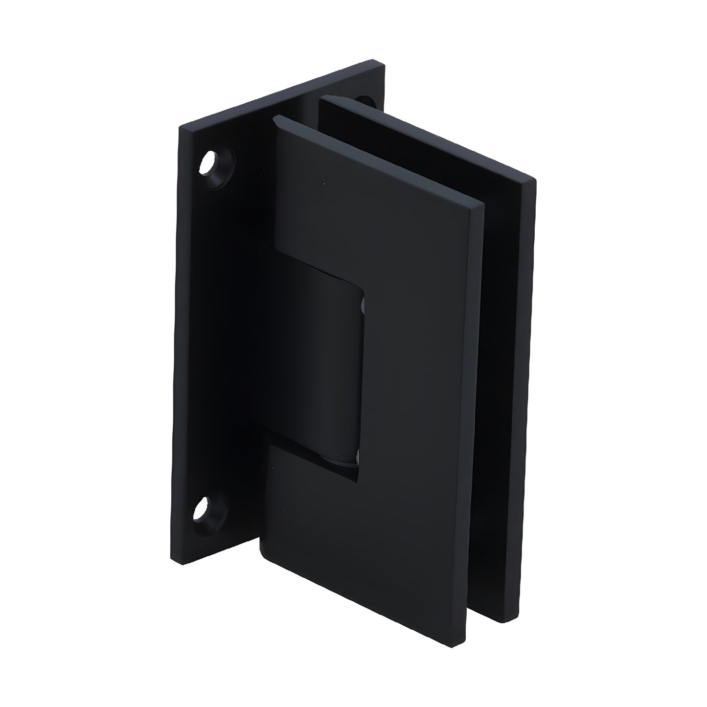 Matte black Vienna brass shower hinge (V1E537MBL), squared wall-mount pivot for 3/8-1/2 tempered glass.