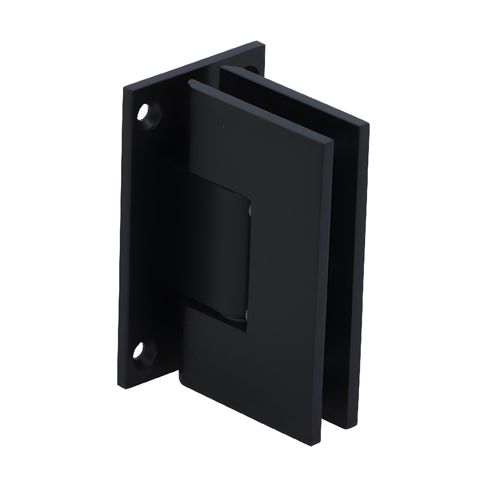 Matte black Vienna brass shower hinge (V1E537MBL), squared wall-mount pivot for 3/8-1/2 tempered glass.