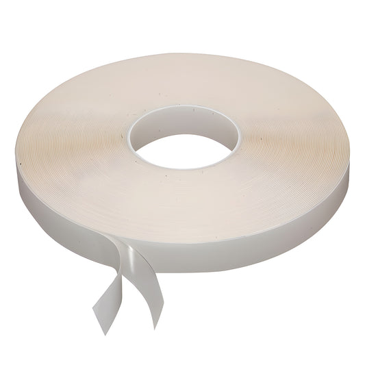 Translucent double-sided acrylic tape roll AT04534, 3/4 in x 108 ft, waterproof high-bond with peeled end visible