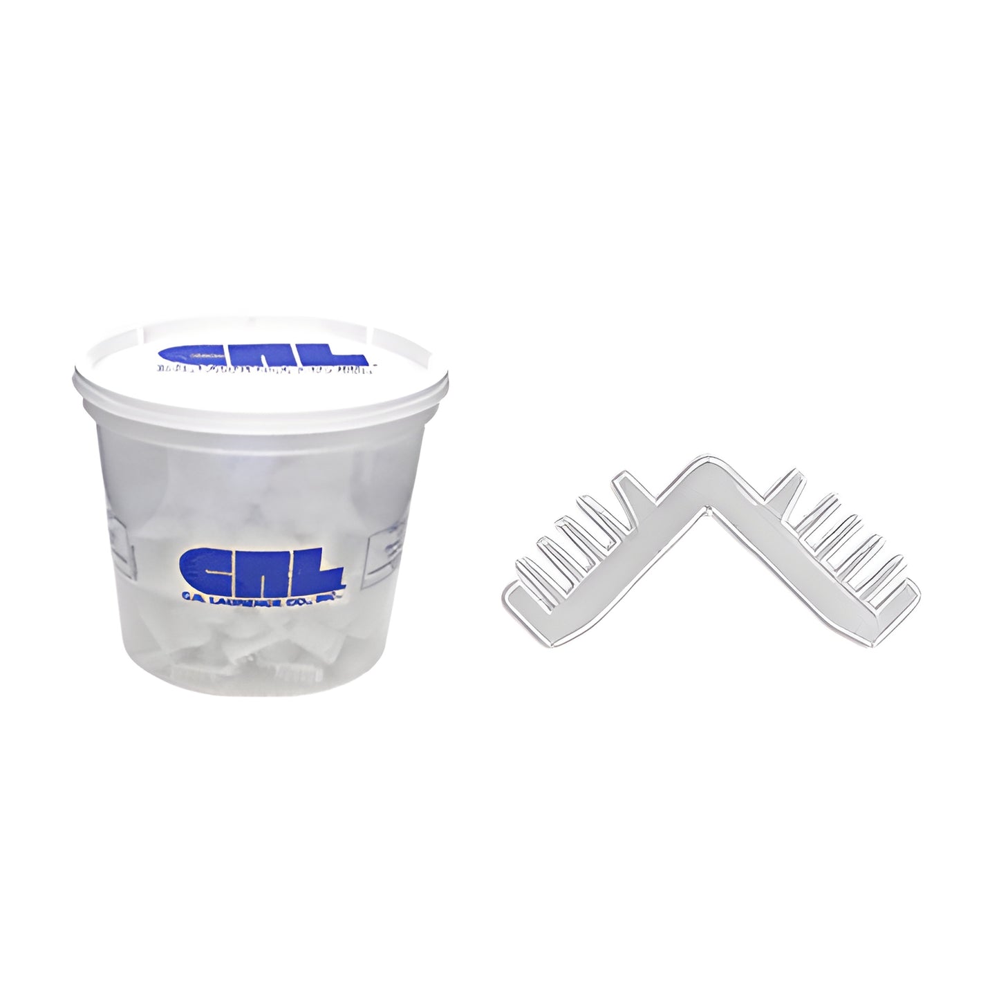 CRL white nylon corner key (SKU 6266) - bucket of pieces and single 5/16" corner for single-seal spacer