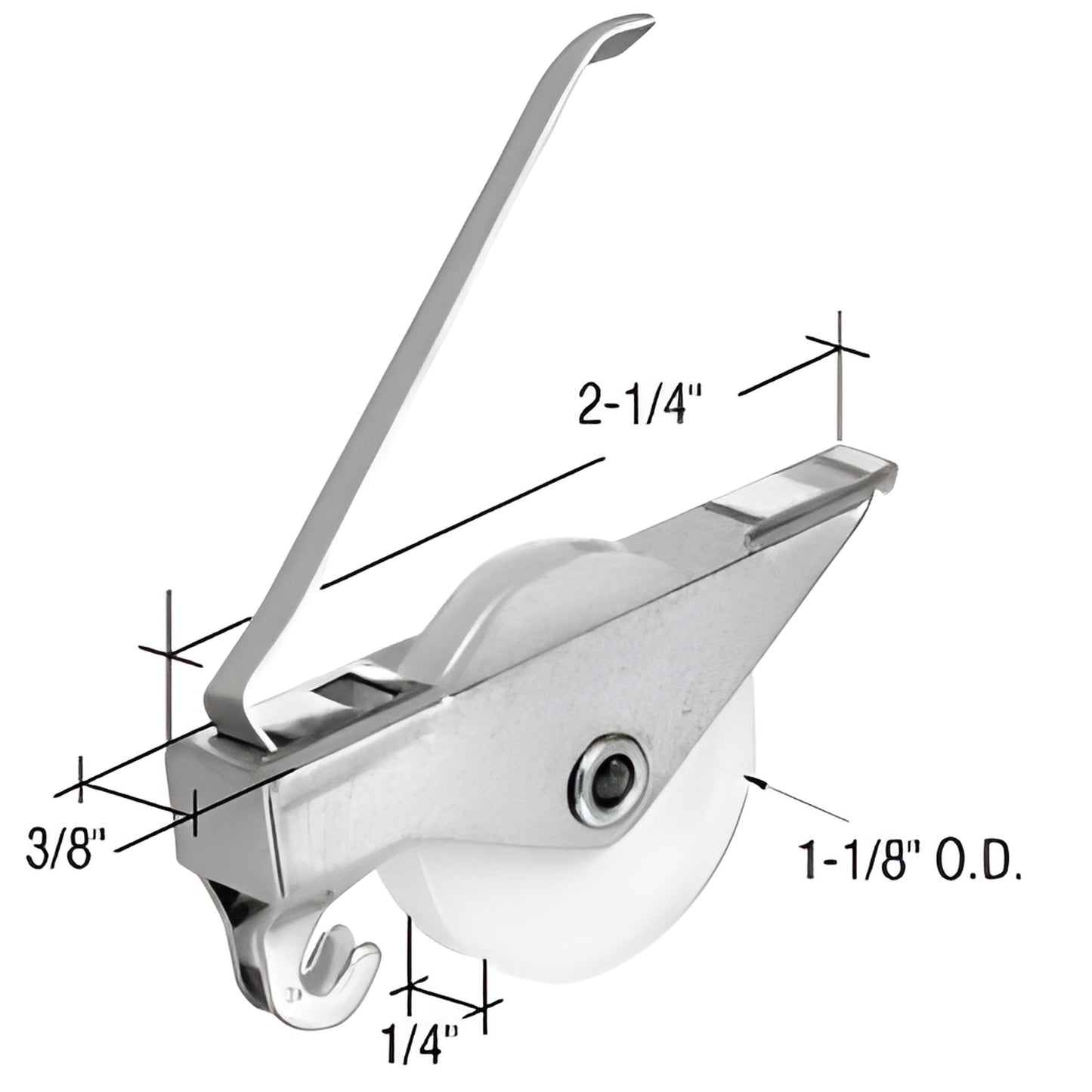 AG209 CRL stamped steel housing with concave nylon center-groove roller assembly for sliding doors, 1-1/8 in O.D.