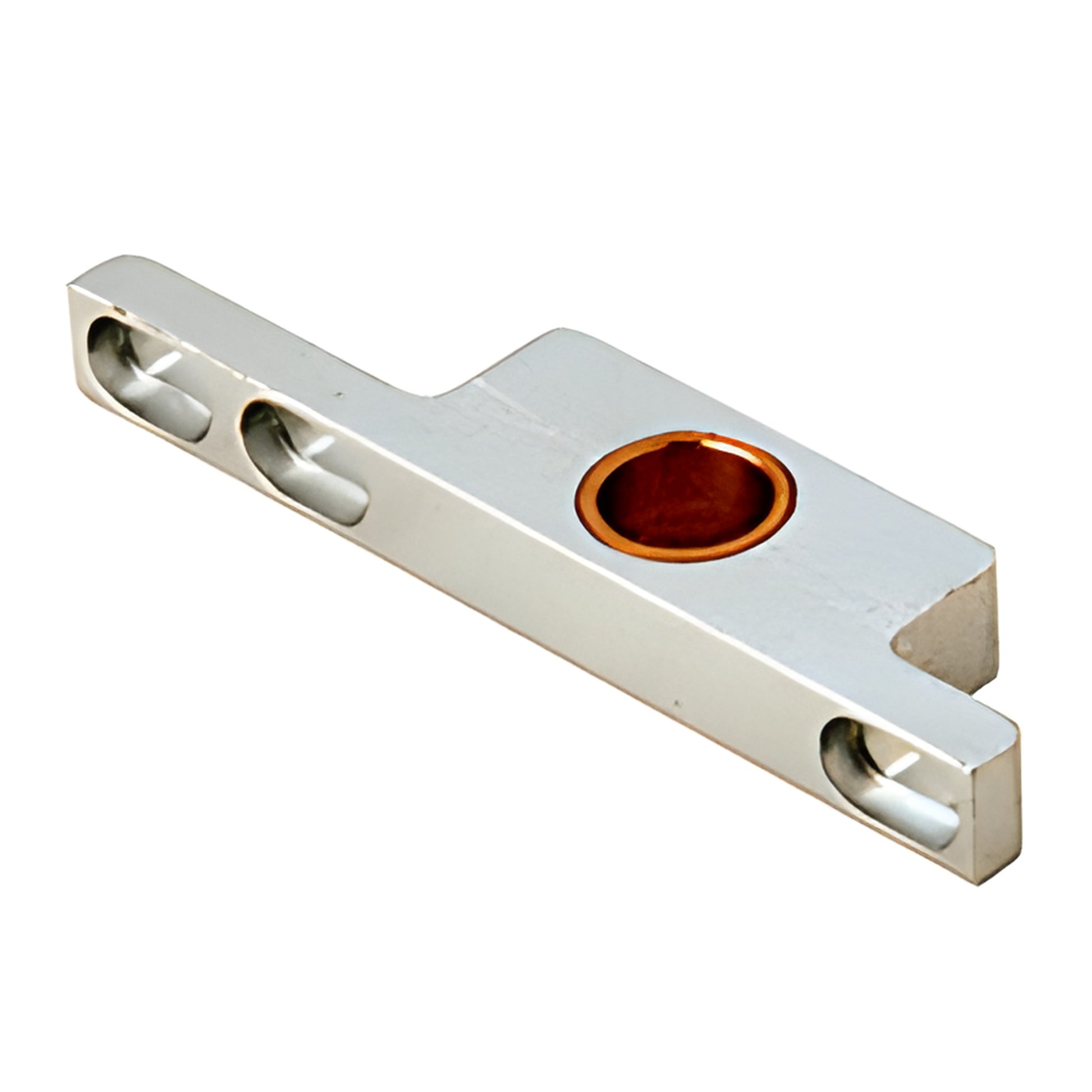 CRL slender top pivot insert (SKU 1NT803) polished chrome rail piece with 15 mm (19/32") spindle hole.