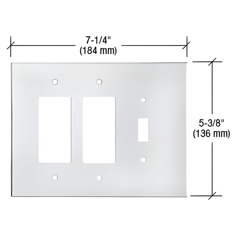 Clear mirror-backed acrylic cover plate (double decorator + single toggle), 7-1/4" x 5-3/8", SKU PMP305