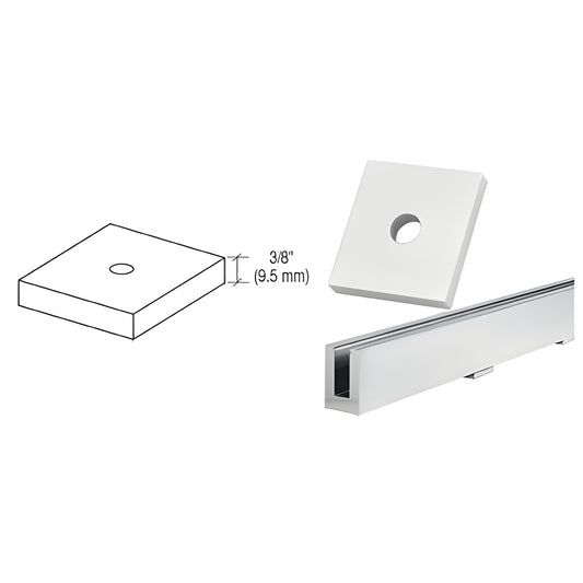 LSDB21 aluminum drain block, 3 in x 3-1/4 in x 3/8 in, clear-anodized square with center hole under base shoe