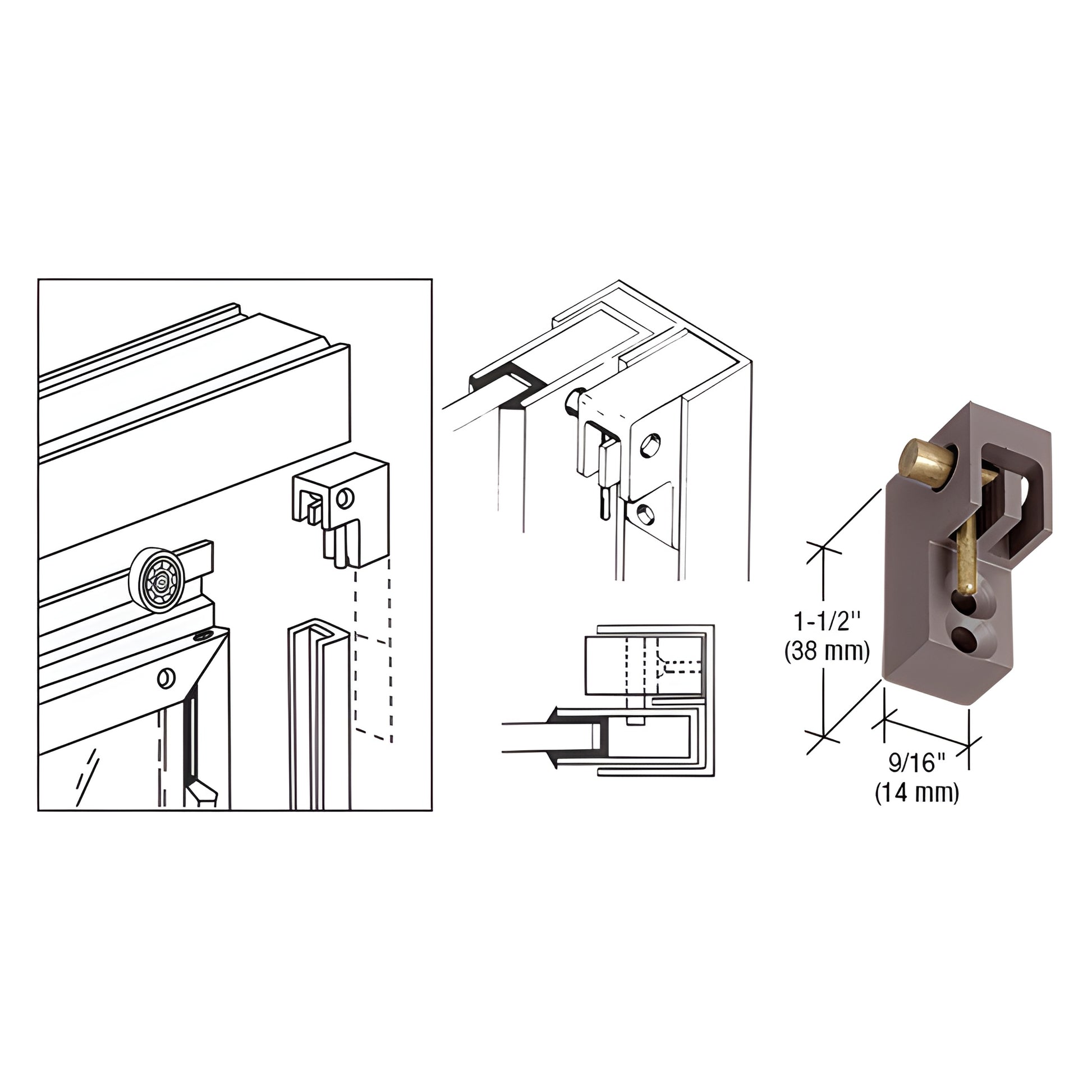 Left-hand Duranodic bronze window catch latch (SKU D53DULH), low-profile plunger lock for pass-thru windows.