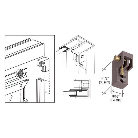 Left-hand Duranodic bronze window catch latch (SKU D53DULH), low-profile plunger lock for pass-thru windows.