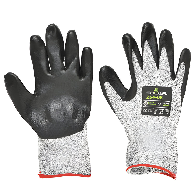 CRL 234XL gray 15-g HPPE seamless cut-resistant work gloves with black foam nitrile palm, XL pair