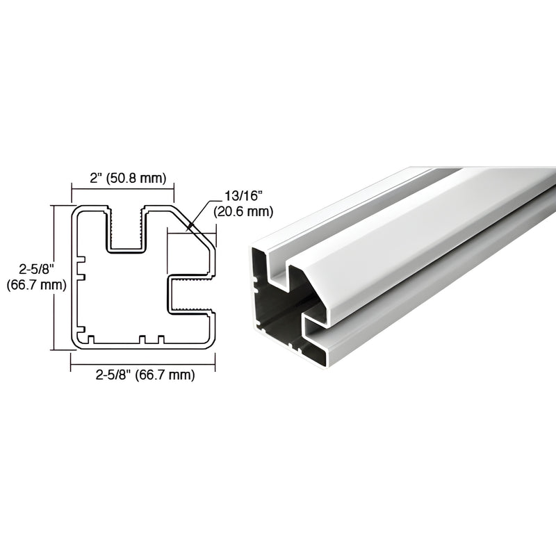 SP948S aluminum windscreen post, silver metallic 90 square profile, 48" length, 2-5/8" wide, ready-to-install.
