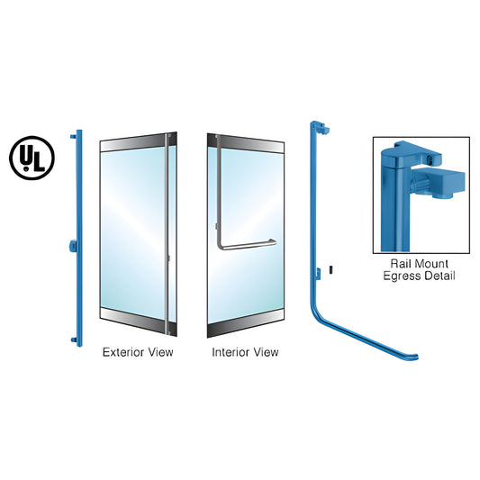 EG100F4RKPT electronic rail-mount egress control handle for glass doors, 1-1/4" stainless tubular, interior/exterior