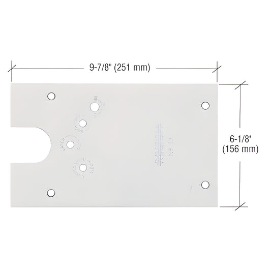 Rixson 27 Series offset floor closer cover plate, right-hand satin chrome, 9 7/8 6 1/8 in (SKU 274750RHSC)