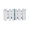 Polished chrome square ribbed back-to-back glass knob, 30mm brass, SKU: SDK160CH.