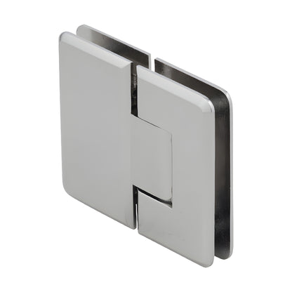 Polished nickel Cologne 180 glass-to-glass shower hinge, beveled brass design for 3/8-1/2" glass (SKU C0L180PN)