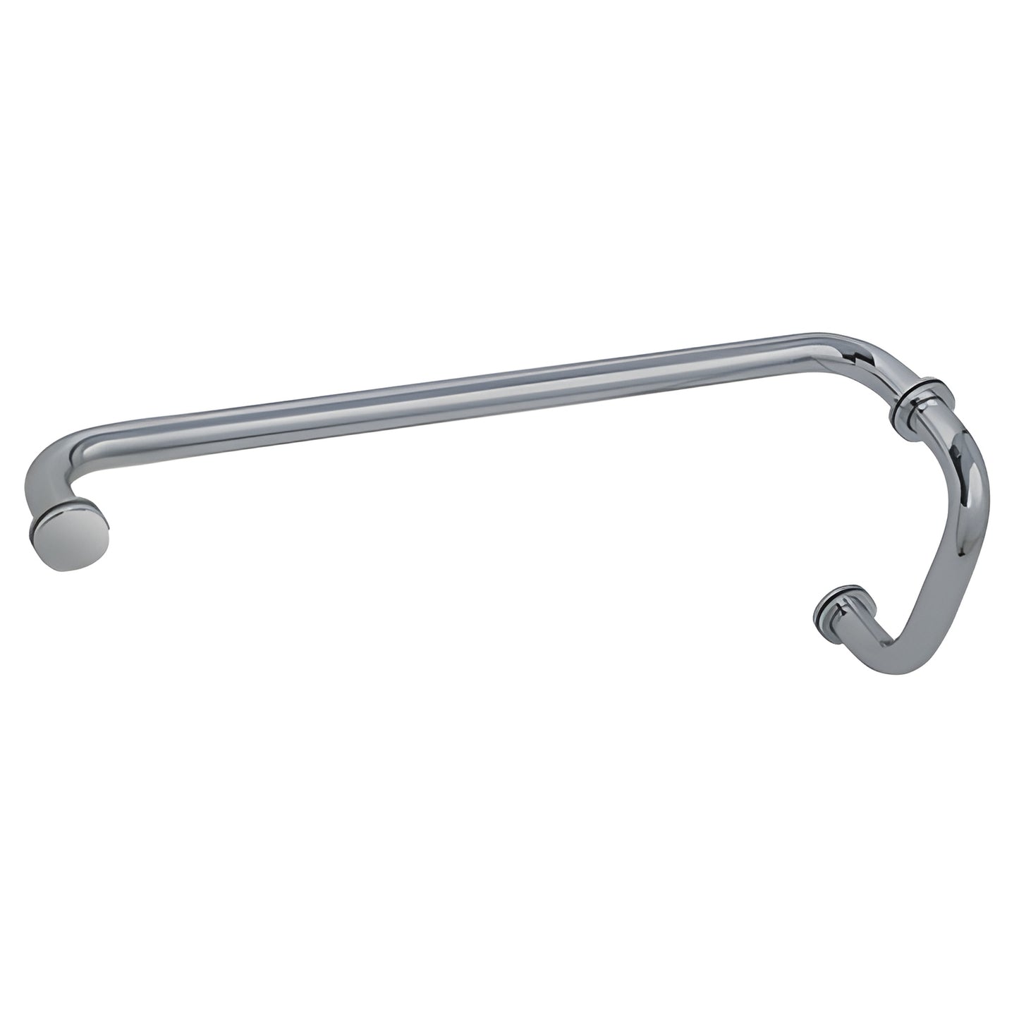 BM6X18BN pull handle and 18in towel bar combo, tubular brass 3/4in, brushed nickel finish for frameless glass showers