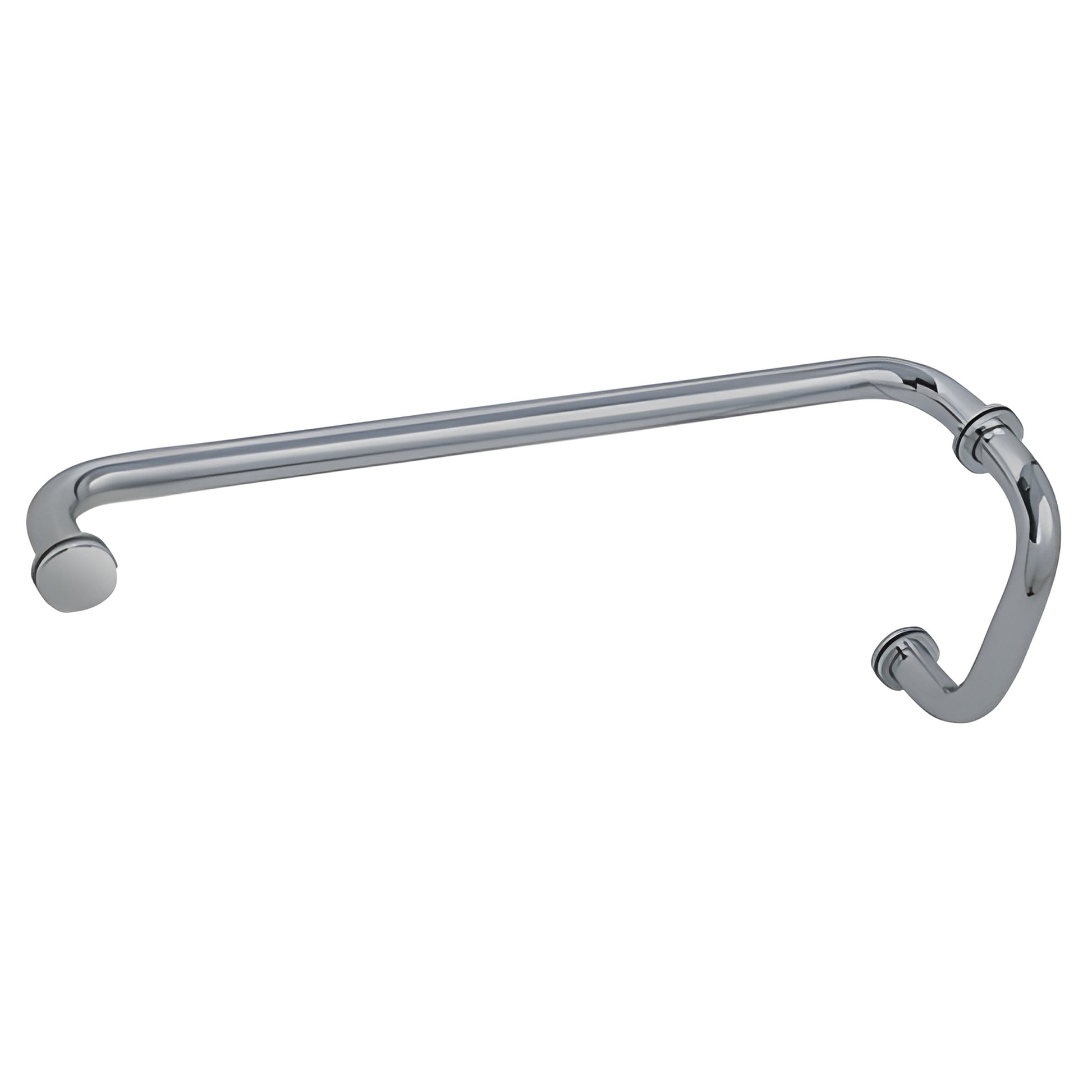 BM6X18BN pull handle and 18in towel bar combo, tubular brass 3/4in, brushed nickel finish for frameless glass showers