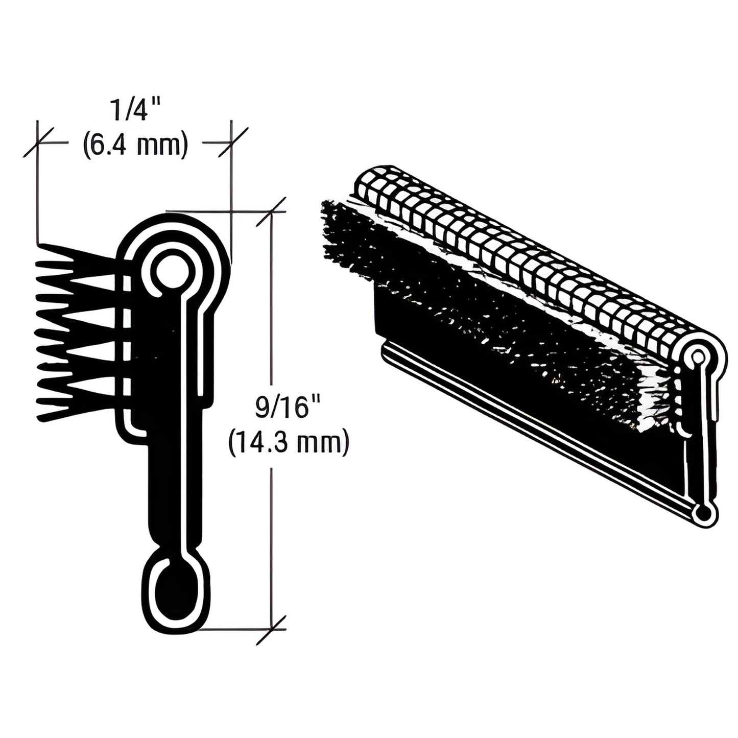 CRL M896 black flexible unbeaded weatherstrip with pile and rubber-coated edge - 1/4" x 9/16", 96" length