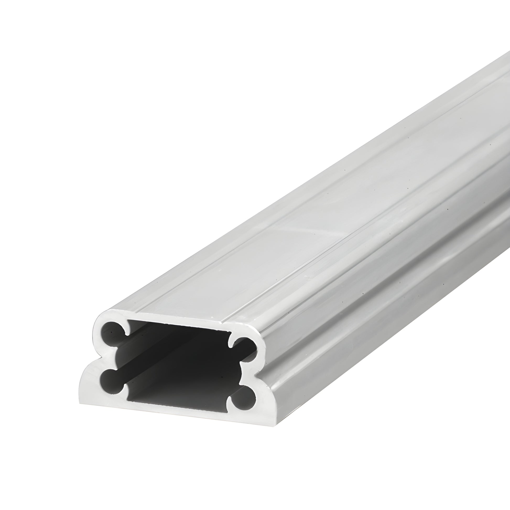 RCB1 aluminum mill finish rail connecting block extrusion, 1 in, for 100 Series top/bottom rails