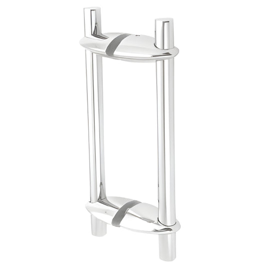 VPS216PS polished stainless steel adjustable mounting post pull for frameless glass doors, fits 3/8-3/4" glass.