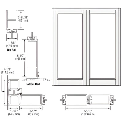 CRL-U.S. Aluminum Durafront 800 White KYNAR® Entry Door Pair No Prep