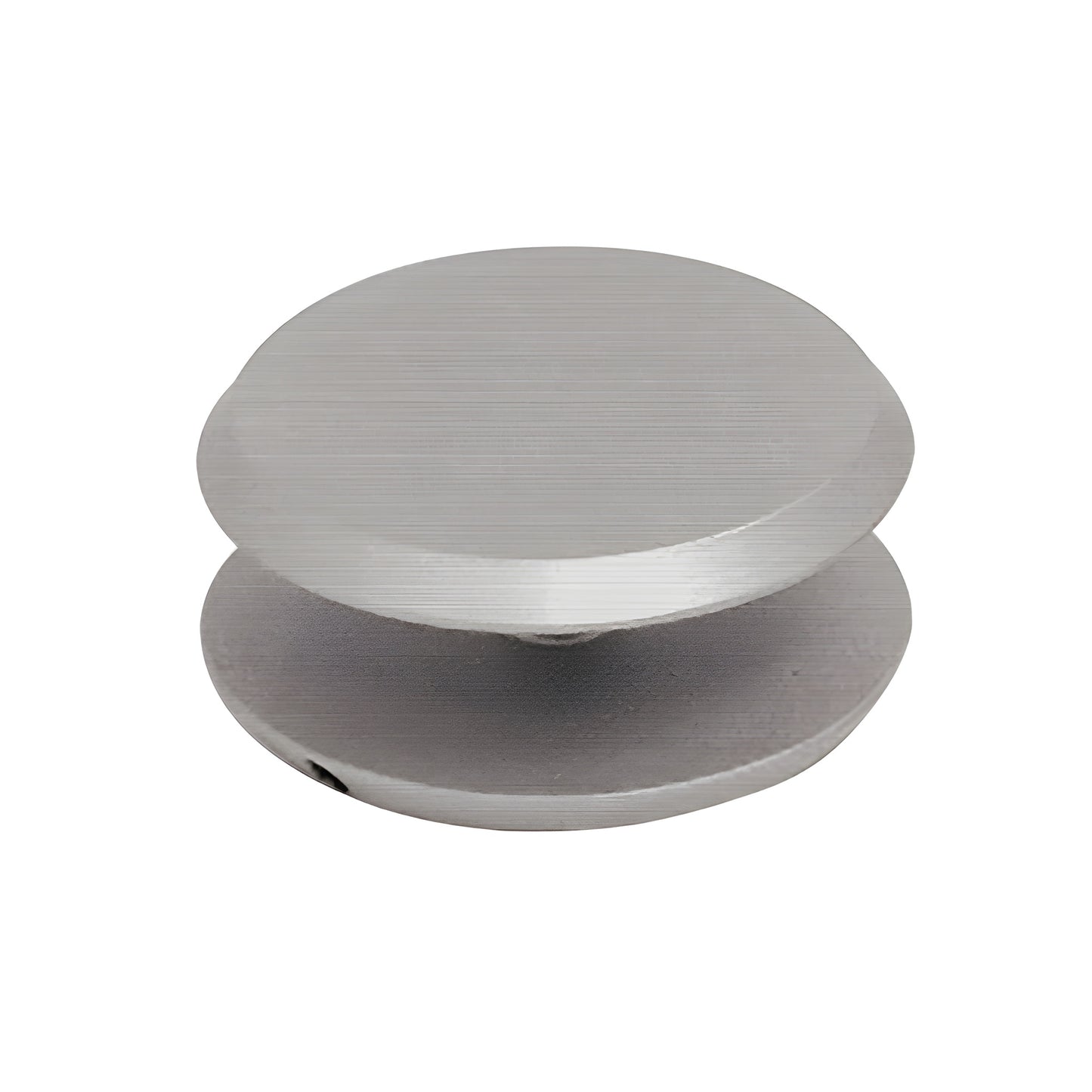 Brushed nickel round mall front clamp MC112BN for 3/8-1/2" tempered glass.