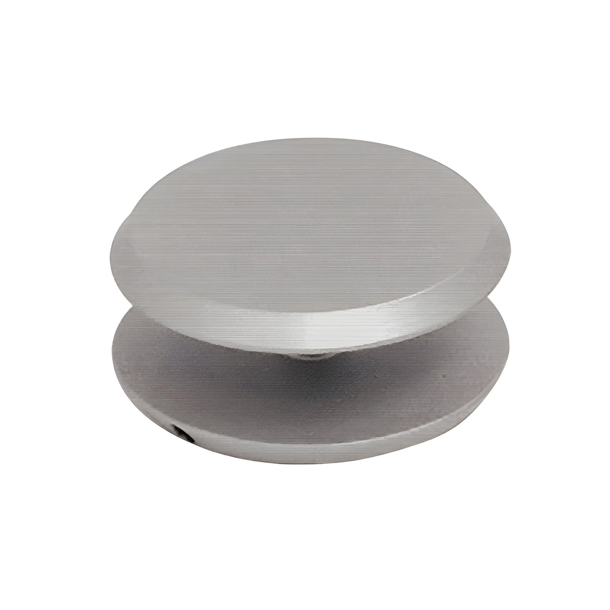 Brushed nickel round mall front clamp MC112BN for 3/8-1/2" tempered glass.