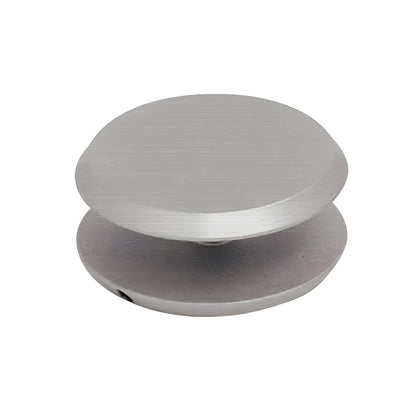 Brushed nickel round mall front clamp MC112BN for 3/8-1/2" tempered glass.
