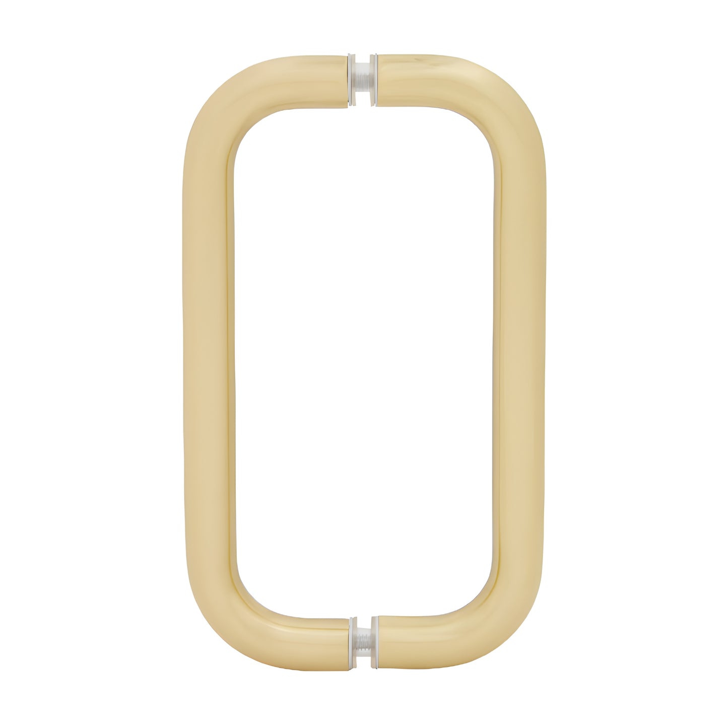 Satin brass 3/4 tubular back-to-back glass pull handle, 8 center-to-center (SKU BMNW8X8SB)