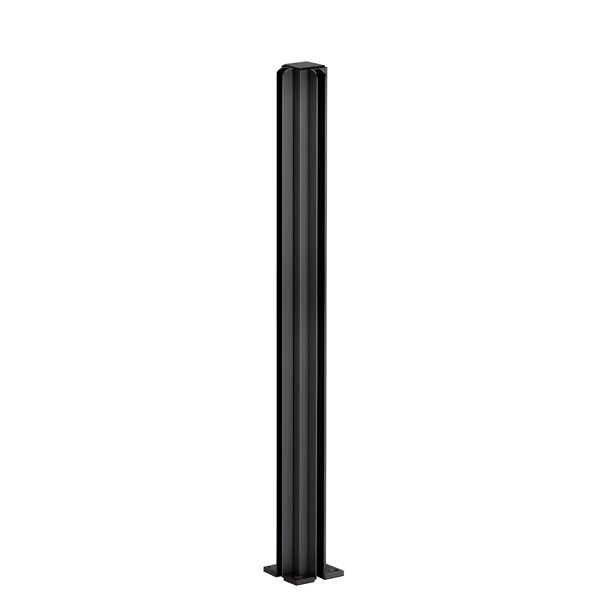 D990DU24CR dark bronze anodized 24" aluminum 90-degree corner partition post, square tube with U-channel for 1/4" glass.