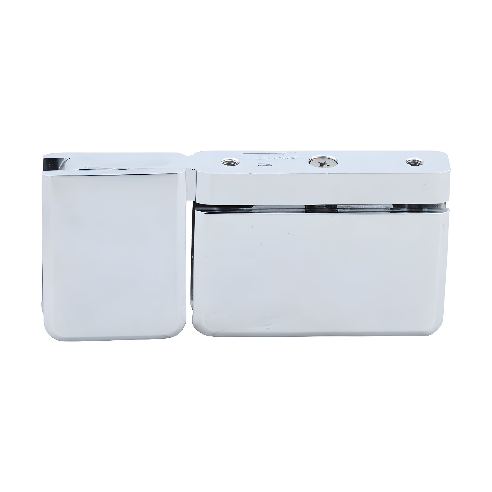 PPH07CH polished chrome brass pivot hinge for 8-10mm glass shower doors, beveled design, self-centering.