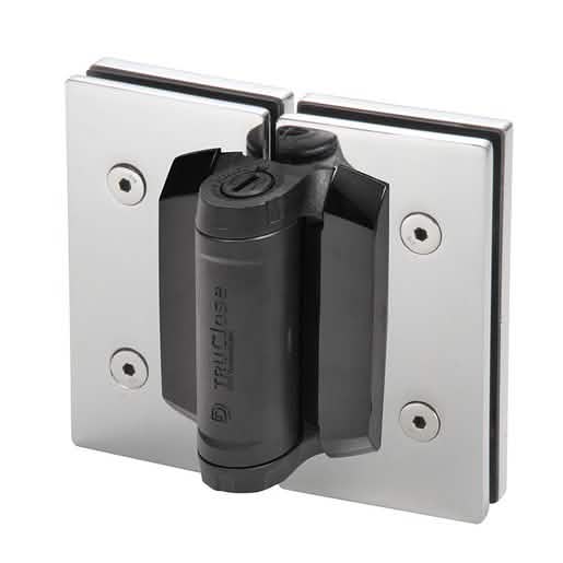 CRL 316 Polished Stainless 180 Degree Glass-to-Glass Hinge for sleek, modern design.