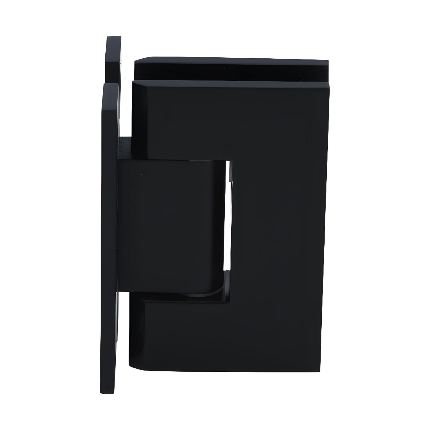 GENH037MBL matte-black H-style square wall-mount hinge for frameless glass shower doors, brass, 3-1/2" high