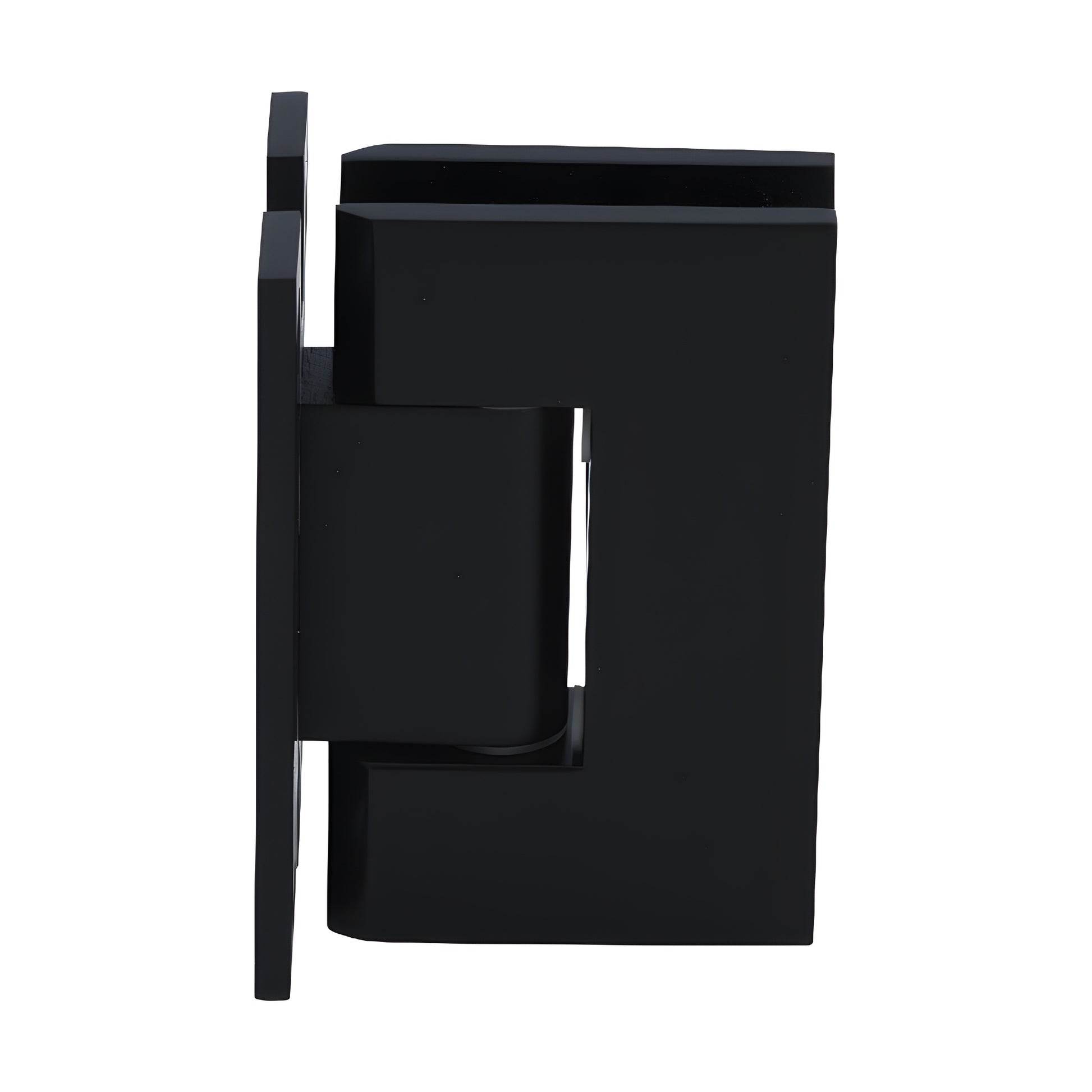 GENH037MBL matte-black H-style square wall-mount hinge for frameless glass shower doors, brass, 3-1/2" high