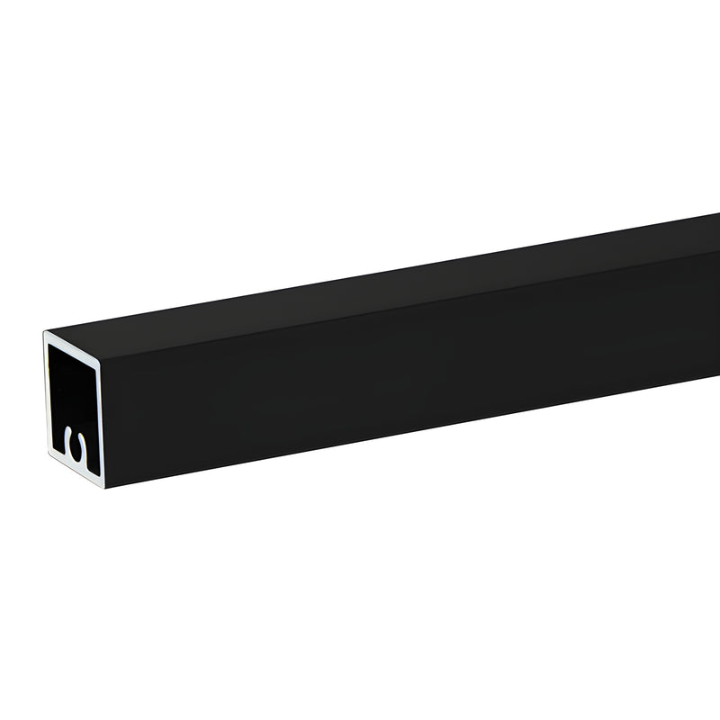 Matte black aluminum 3/4 in square picket extrusion PKTS241BL, 241 in, for fence and railing.