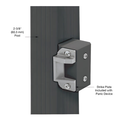 Matte black CRL surface-mounted strike plate block, non-handed - SKU 1295SPBL, fits 2-3/8" post