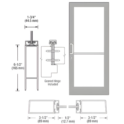 CRL-U.S. Aluminum S400 Medium Geared Hinge for Surface-Mount Closer