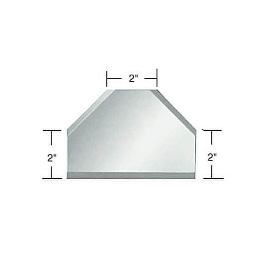 CRL Clear Mirror Glass 2" T-Connector, beveled edges, enhances mirror join aesthetics.