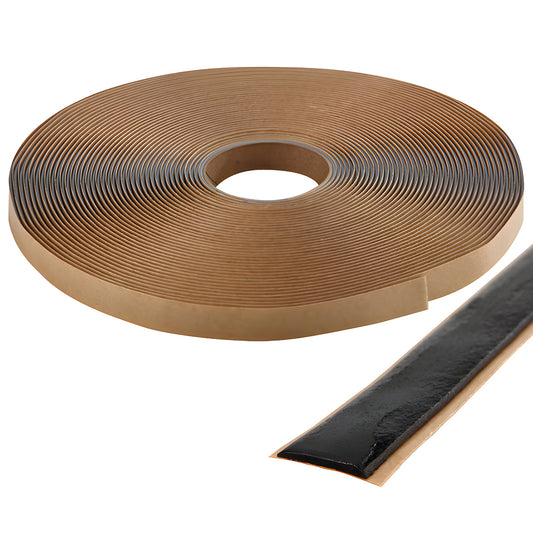CRL Tremco 440 black butyl glazing tape roll, 1/2" x 50 ft with tan release liner - SKU 71010B1