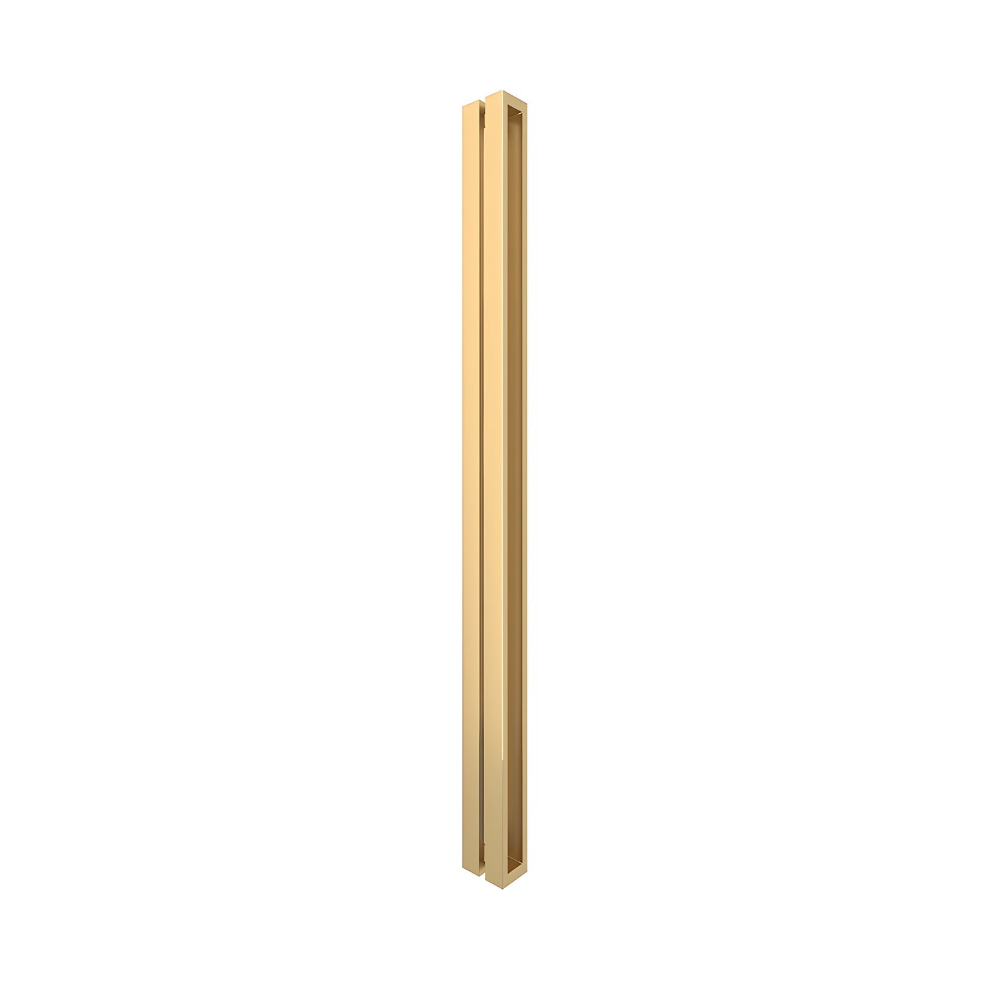 HPH480SB satin brass O-style square tubular back-to-back shower slider handle for 3/8" glass, minimal modern design.