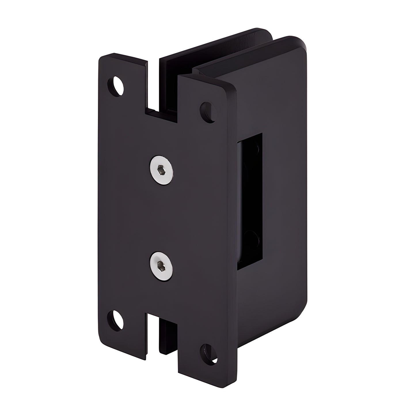 CRL Cologne oil rubbed bronze brass shower door hinge (SKU C0L0370RB), beveled radius corners, wall mount H back plate