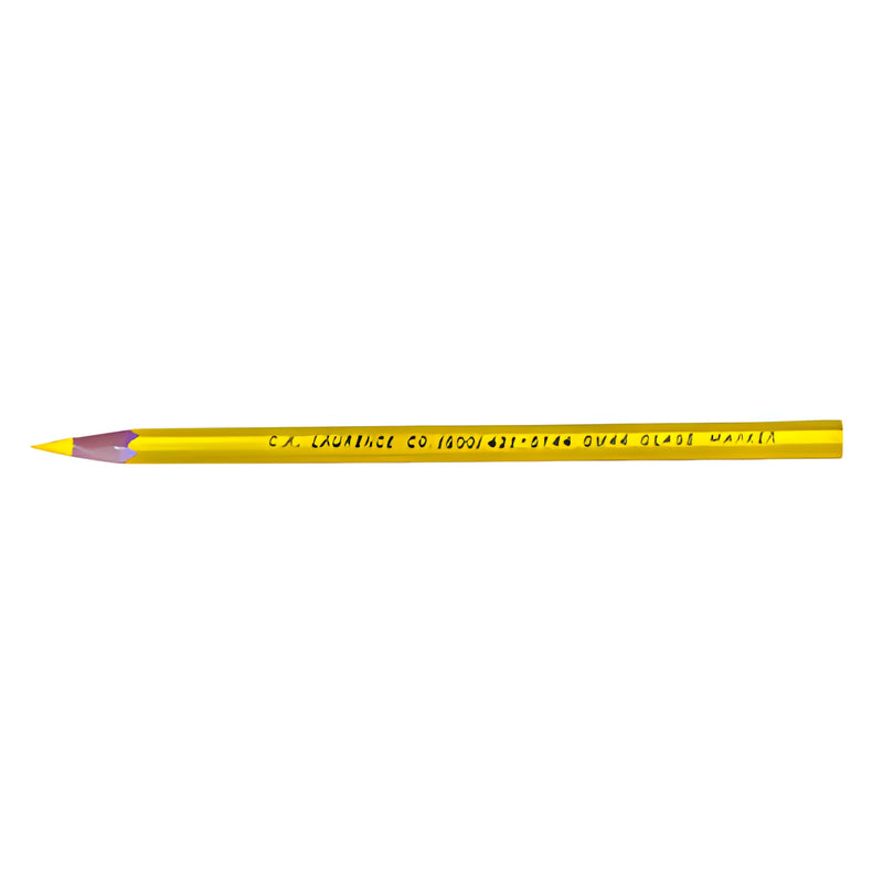 GM44 yellow glass marking pencil, sharpened fine point on long yellow hex body for glass, tile and acrylic marking.