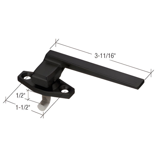 Black anodized CRL locking window handle with concealed pawl for in-swing windows, SKU WH25933R.